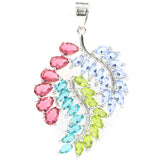 Leaf Shape Rhodolite Garnet Tanzanite Aquamarine Peridot Pendant