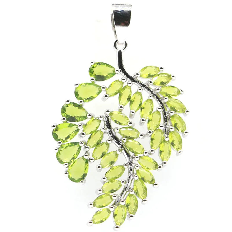 Leaf Shape Rhodolite Garnet Tanzanite Aquamarine Peridot Pendant