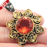 Unique Sunflowers Jewelry Set with Orange Spessartine Garnet