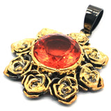 Unique Sunflowers Jewelry Set with Orange Spessartine Garnet