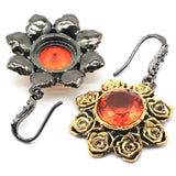 Sunflowers Jewelry Set with Orange Spessartine Garnet - Silver Earrings Pendant