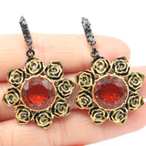 Unique Sunflowers Jewelry Set with Orange Spessartine Garnet