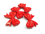 60pcs Red Acrylic Bow Beads 46x36mm Lot