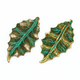 Vintage Leaf Shaped Patine Charms Pendants for Necklace Bracelets - 20pcs