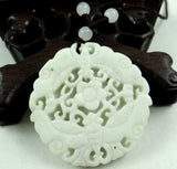 47*47MM Lantian Jade Bat Flower Pendant Necklace