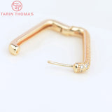 2PCS 16.5x26MM Brass Zircon Earrings Hoop DIY Jewelry Findings