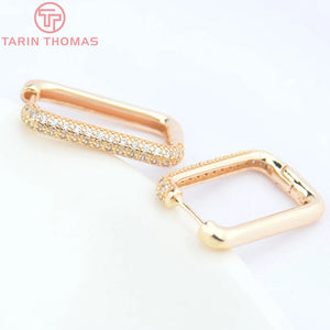 2PCS 16.5x26MM Brass Zircon Earrings Hoop DIY Jewelry Findings