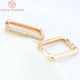 2PCS 16.5x26MM Brass Zircon Earrings Hoop DIY Jewelry Findings