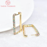2PCS 16.5x26MM Brass Zircon Earrings Hoop DIY Jewelry Findings