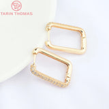 2PCS 16.5x26MM Brass Zircon Earrings Hoop DIY Jewelry Findings