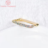 2PCS 16.5x26MM Brass Zircon Earrings Hoop DIY Jewelry Findings