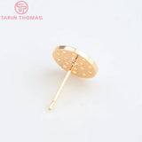 6PCS 10MM 8MM 24K Brass Round Hole Earrings Clasp Jewelry Findings DIY