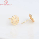 6PCS 10MM 8MM 24K Brass Round Hole Earrings Clasp Jewelry Findings DIY