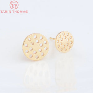 6PCS 10MM 8MM 24K Brass Round Hole Earrings Clasp Jewelry Findings DIY