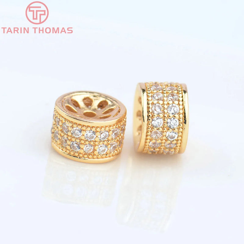6PCS 9x6MM 24K Champagne Spacer Beads High Jewelry Accessories
