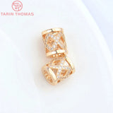 4PCS 9x10MM 24K Champagne Brass Spacer Beads High Jewelry Accessories