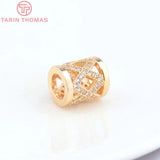 4PCS 9x10MM 24K Champagne Brass Spacer Beads High Jewelry Accessories