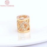 4PCS 9x10MM 24K Champagne Brass Spacer Beads High Jewelry Accessories