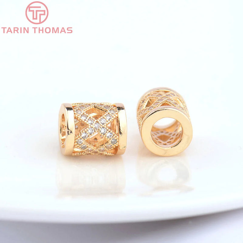 4PCS 9x10MM 24K Champagne Brass Spacer Beads High Jewelry Accessories