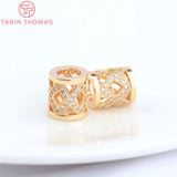 4PCS 9x10MM 24K Champagne Brass Spacer Beads High Jewelry Accessories