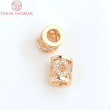 4PCS 9x10MM 24K Champagne Brass Spacer Beads High Jewelry Accessories