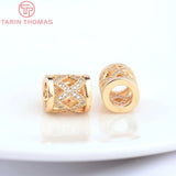 4PCS 9x10MM 24K Champagne Brass Spacer Beads High Jewelry Accessories