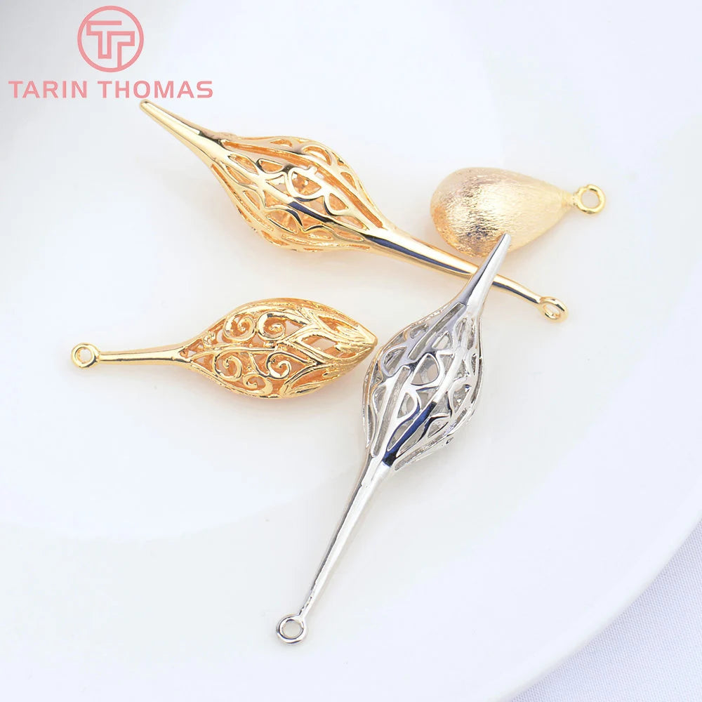 6PCS 12MMx53MM 24K Brass Fruit Core Shape Pendants for DIY Jewelry Making