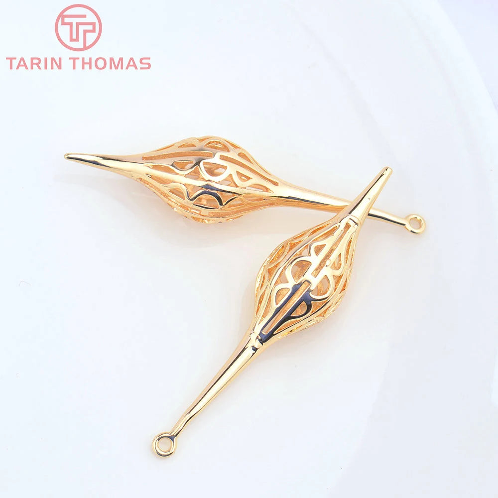 6PCS 12MMx53MM 24K Brass Fruit Core Shape Pendants for DIY Jewelry Making