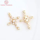 4PCS 17x23MM 24K Brass Zircon Cross Pendants DIY Jewelry Findings