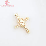4PCS 17x23MM 24K Brass Zircon Cross Pendants DIY Jewelry Findings