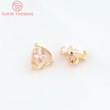 4PCS Zircon Heart Pendants 8.5x10MM Hole 1MM 24K Brass DIY Jewelry Findings