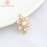 4PCS 11.5x16.5MM 24K Brass Zircon Snowflake Pendants DIY Jewelry Findings
