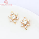 4PCS 11.5x16.5MM 24K Brass Zircon Snowflake Pendants DIY Jewelry Findings