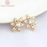 4PCS 11.5x16.5MM 24K Brass Zircon Snowflake Pendants DIY Jewelry Findings