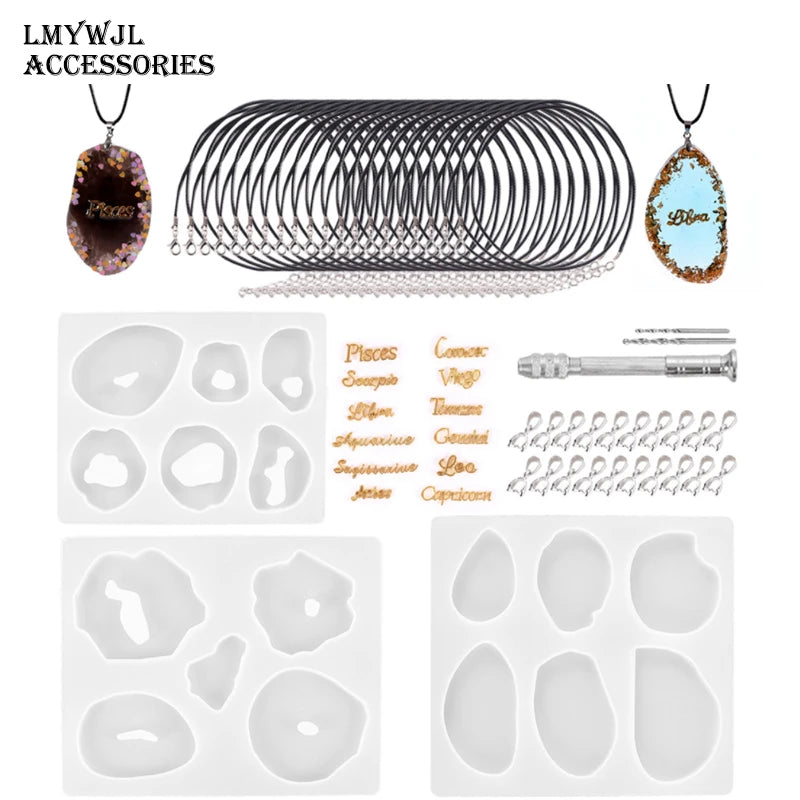 47pcs Silicone Pendant Mold Set DIY Necklace Pendant Making