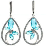 Lovely Green Tsavorite Garnet Aquamarine CZ Silver Earrings