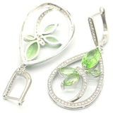 Lovely Green Tsavorite Garnet Aquamarine CZ Silver Earrings