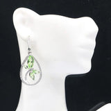 Lovely Green Tsavorite Garnet Aquamarine CZ Silver Earrings