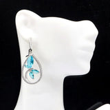 Lovely Green Tsavorite Garnet Aquamarine CZ Silver Earrings