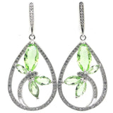 Lovely Green Tsavorite Garnet Aquamarine CZ Silver Earrings