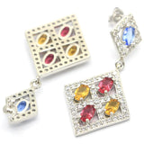 Rhodolite Garnet Golden Citrine CZ Earrings