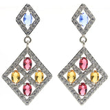 Rhodolite Garnet Golden Citrine CZ Earrings