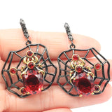 Neo-Gothic Green Peridot Tanzanite Ruby Silver Earrings Set
