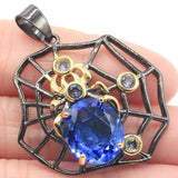 Neo-Gothic Green Peridot Tanzanite Ruby Silver Earrings Set