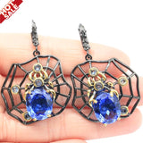 47x33mm Spider Tanzanite Silver Earrings Jewelry Set