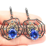 Spider Tanzanite Silver Earrings Jewelry Set Hiphop