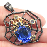 Spider Tanzanite Silver Earrings Jewelry Set Hiphop