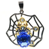 47x33mm Spider Tanzanite Silver Earrings Jewelry Set