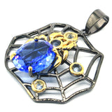 47x33mm Spider Tanzanite Silver Earrings Jewelry Set