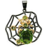 Spider Pendant Set with Green Peridot for Men, 13.5g